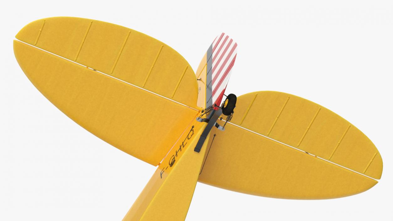 Piper J-3 Cub Light Aircraft with Floats Rigged 3D