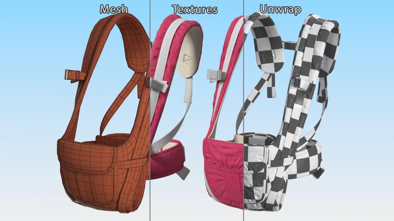 Front Facing Baby Carrier Pink Sitting Position 3D