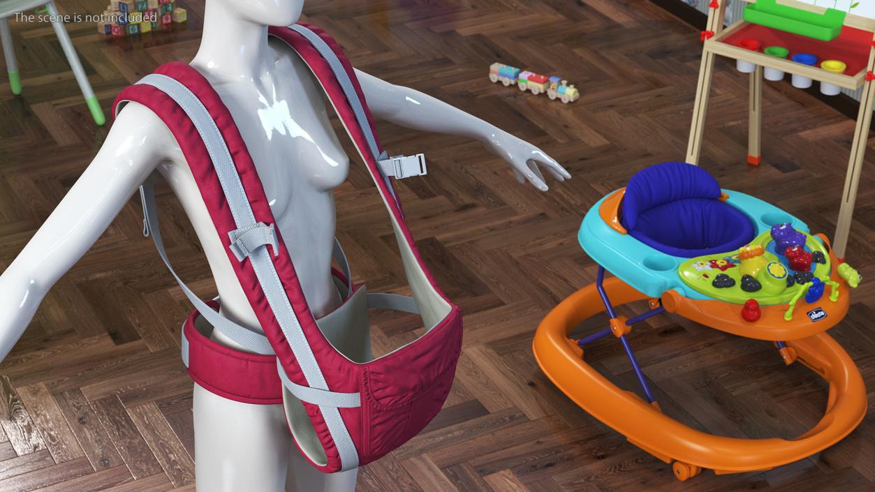 Front Facing Baby Carrier Pink Sitting Position 3D