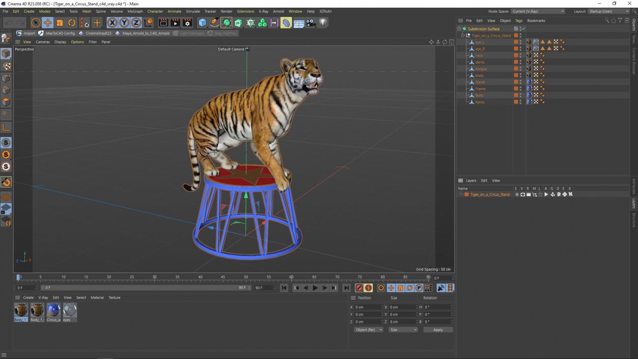 3D Tiger on a Circus Stand model