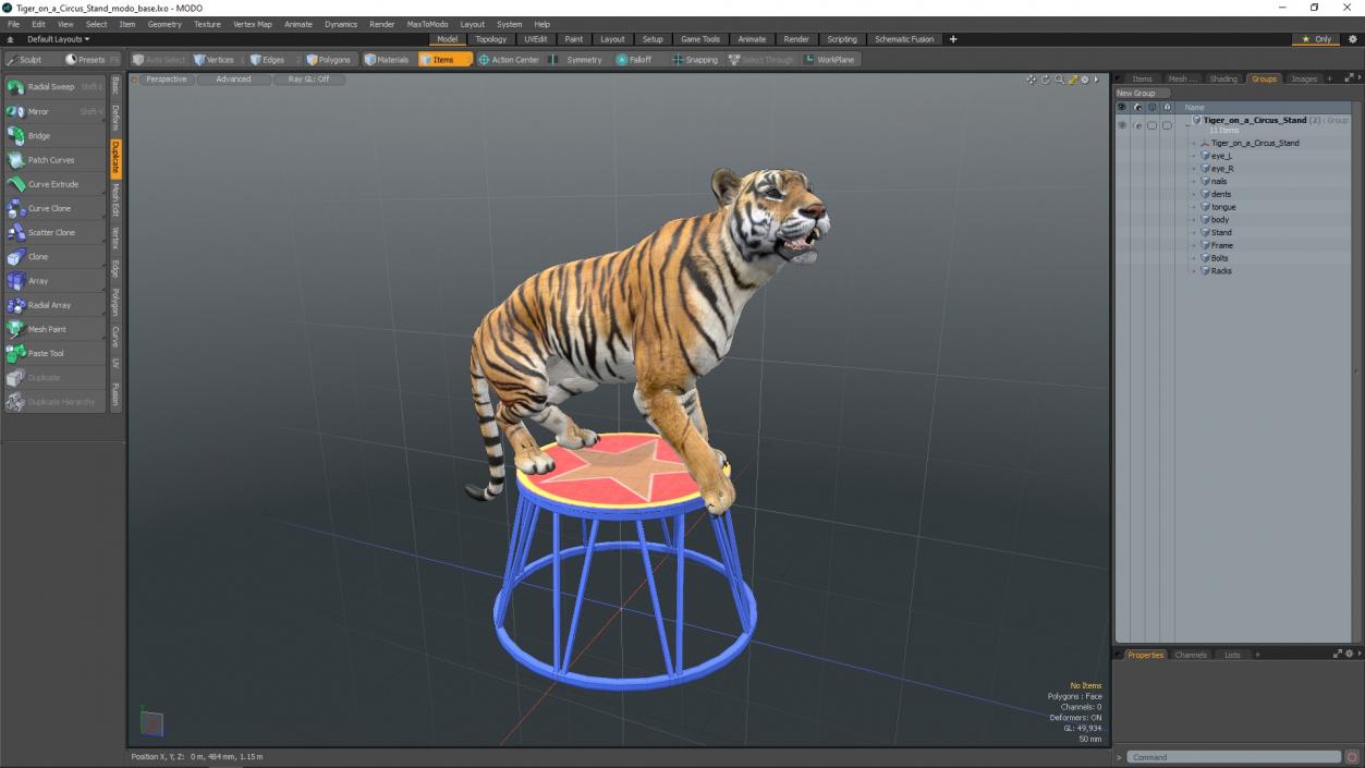 3D Tiger on a Circus Stand model