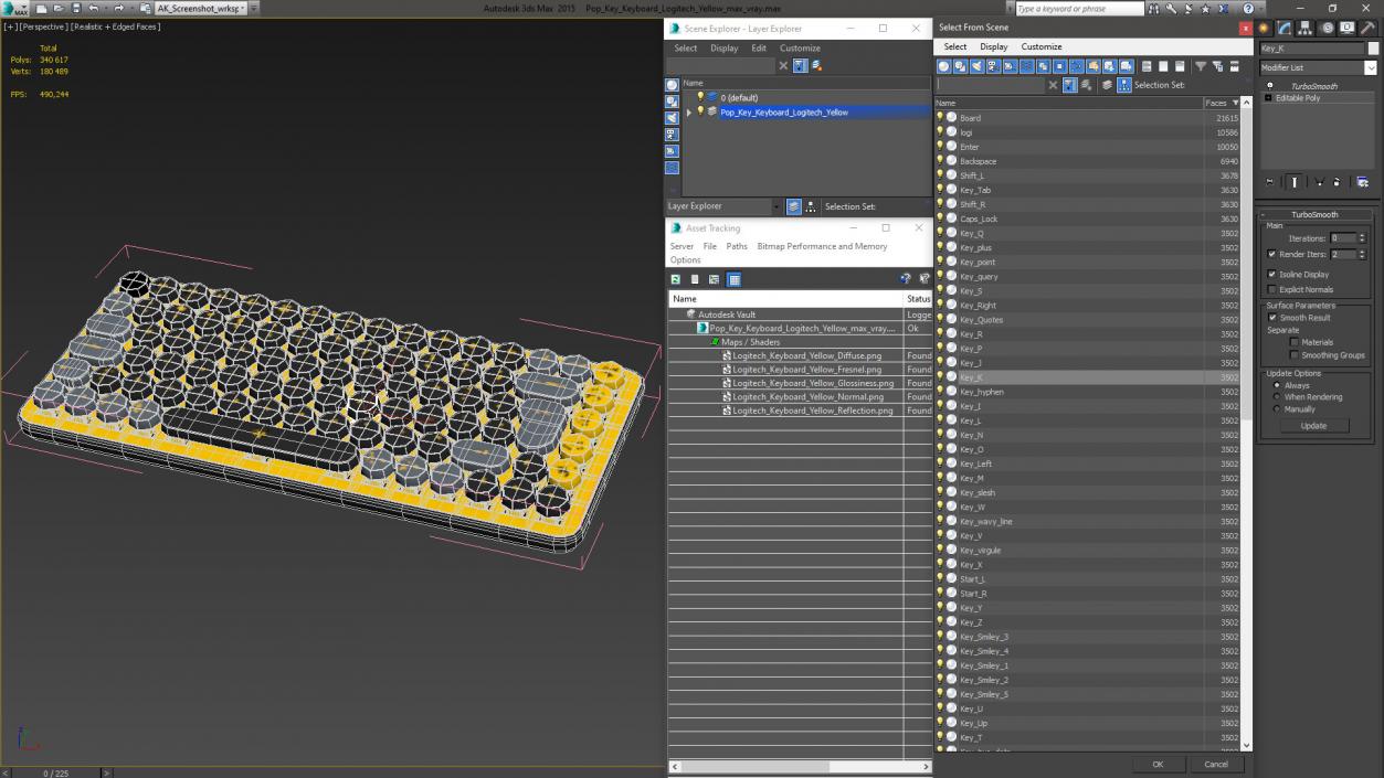 Pop Key Keyboard Logitech Yellow 2 3D model