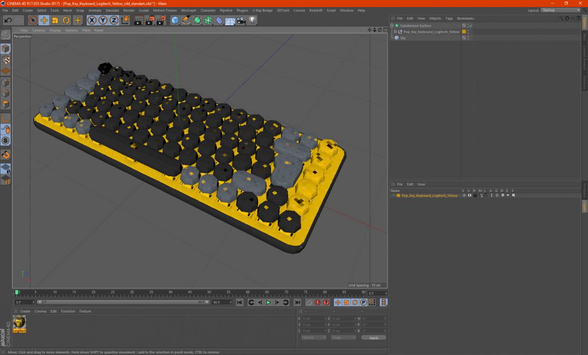 Pop Key Keyboard Logitech Yellow 2 3D model
