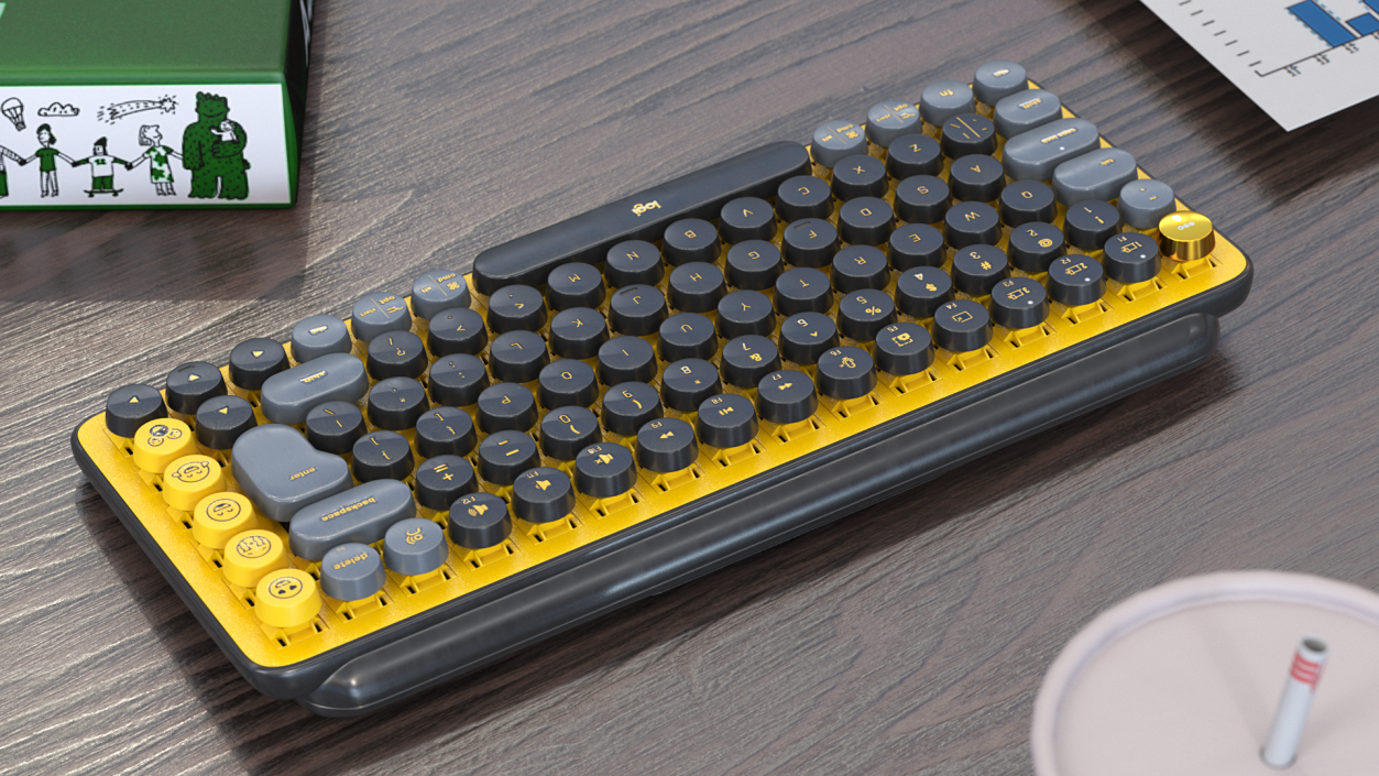 Pop Key Keyboard Logitech Yellow 2 3D model