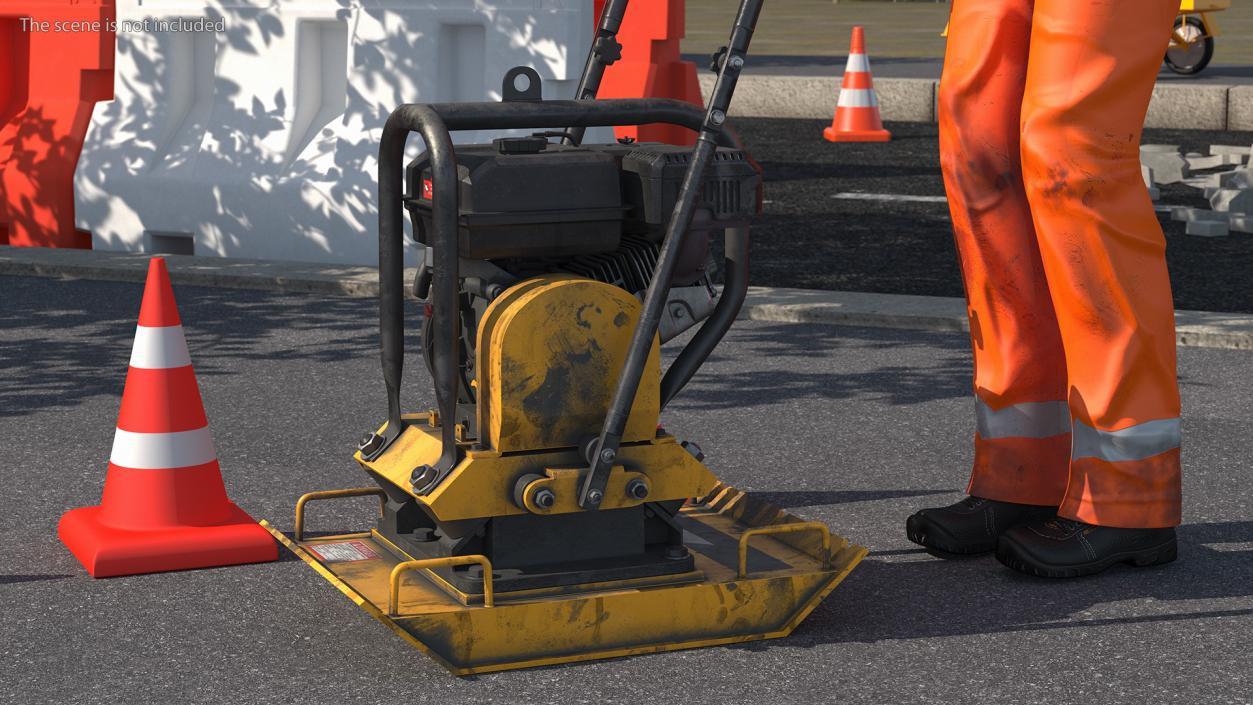 3D Dirty Road Worker with Gasoline Vibratory