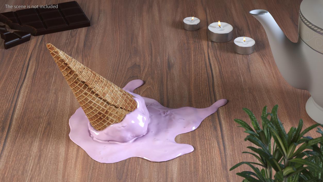 Melting Pink Ice Cream Cone 3D