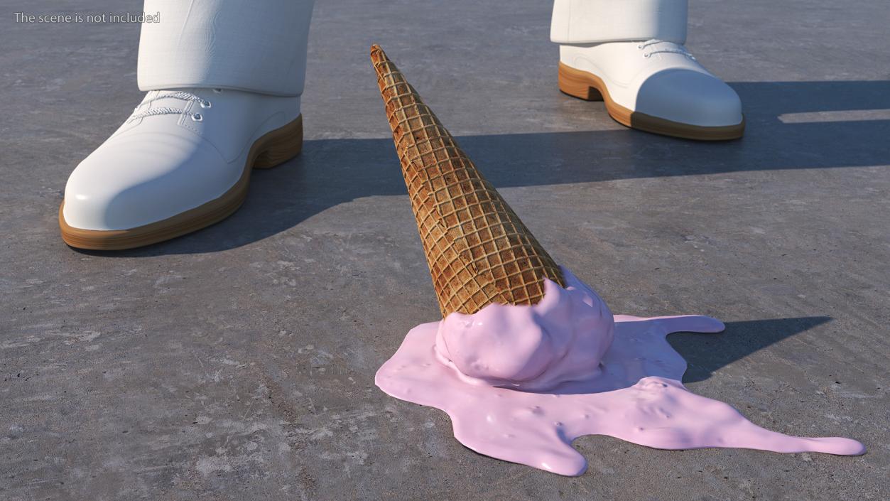 Melting Pink Ice Cream Cone 3D