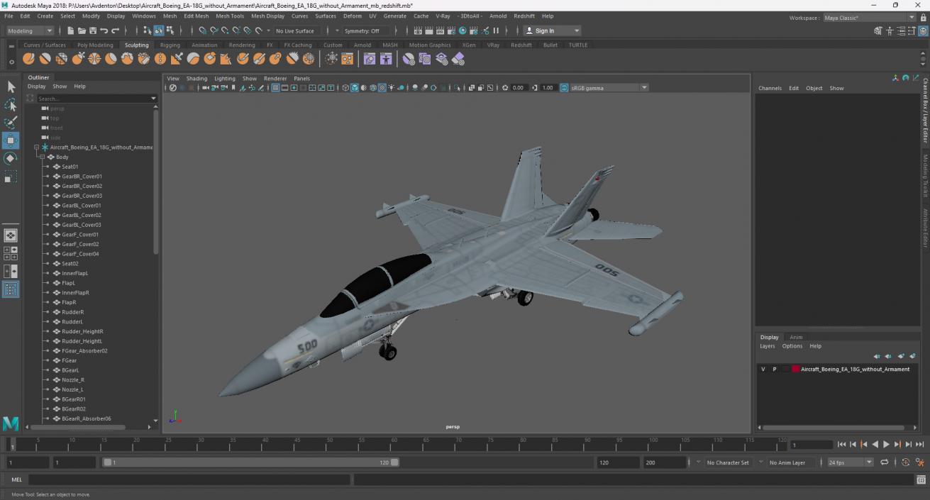 Aircraft Boeing EA-18G without Armament 3D model