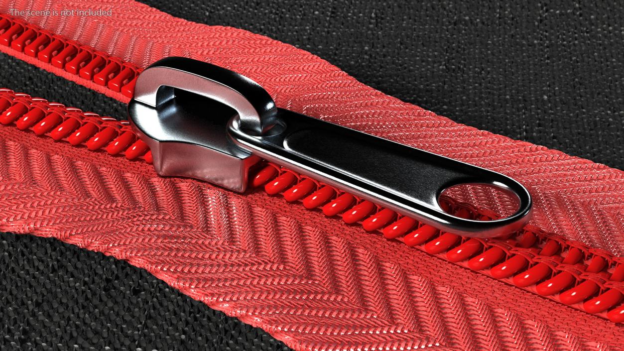 Nylon Coil Closed End Zipper Red 3D