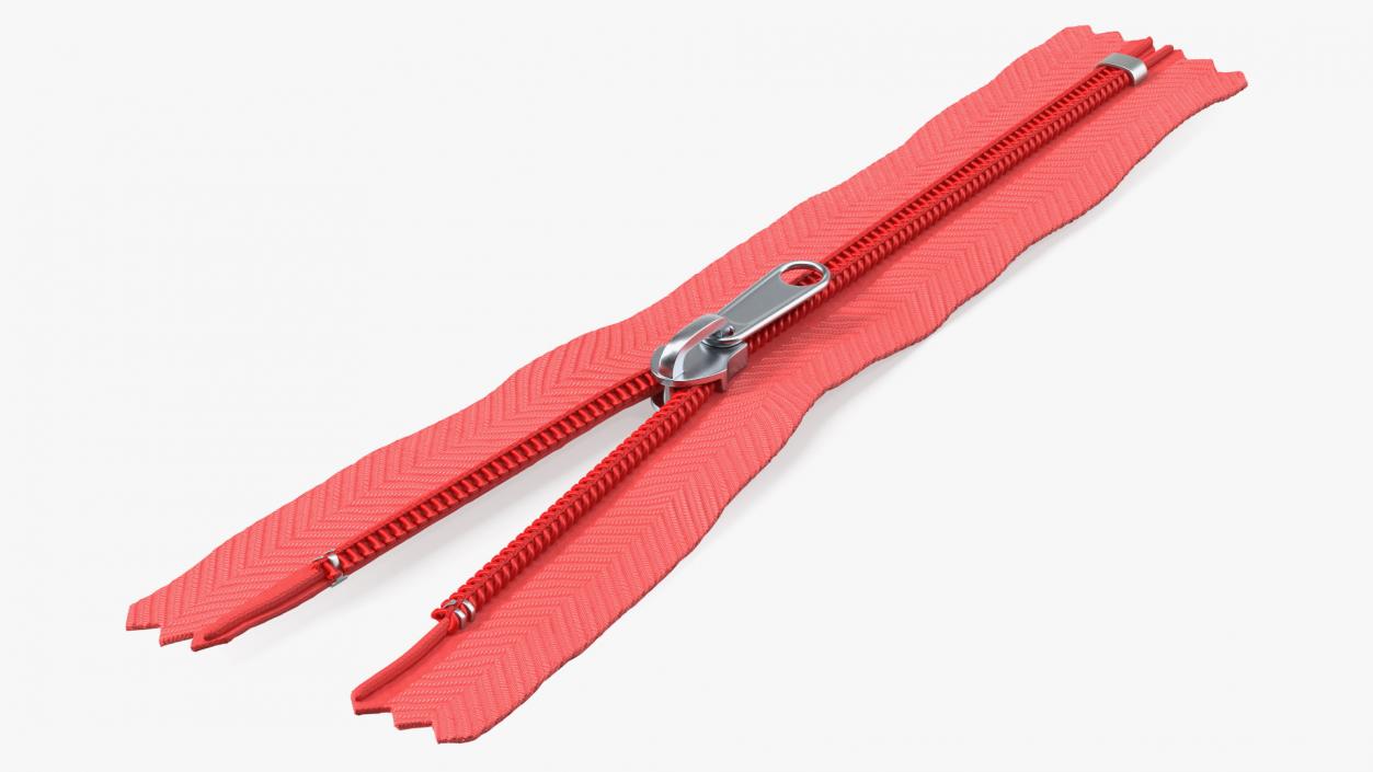 Nylon Coil Closed End Zipper Red 3D