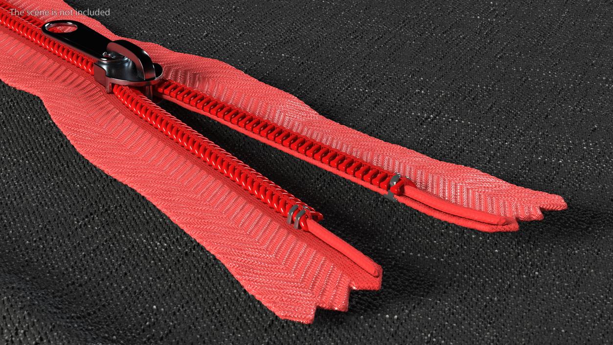 Nylon Coil Closed End Zipper Red 3D