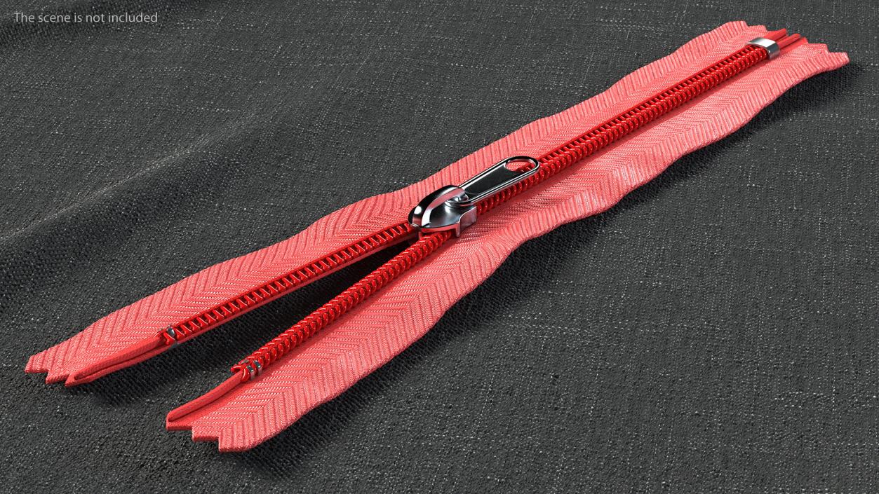 Nylon Coil Closed End Zipper Red 3D