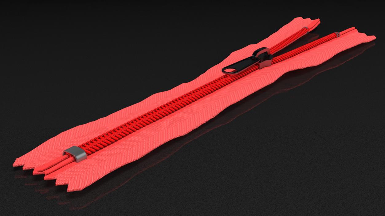 Nylon Coil Closed End Zipper Red 3D