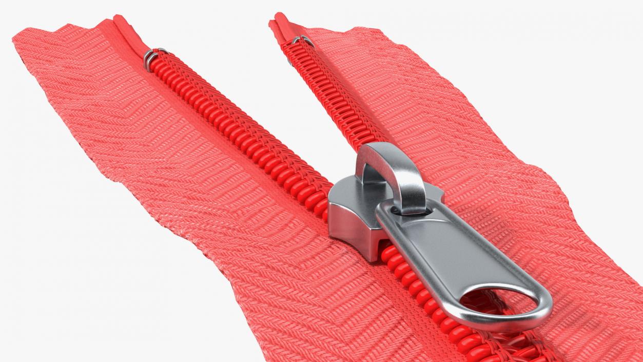 Nylon Coil Closed End Zipper Red 3D