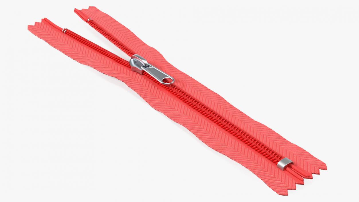 Nylon Coil Closed End Zipper Red 3D