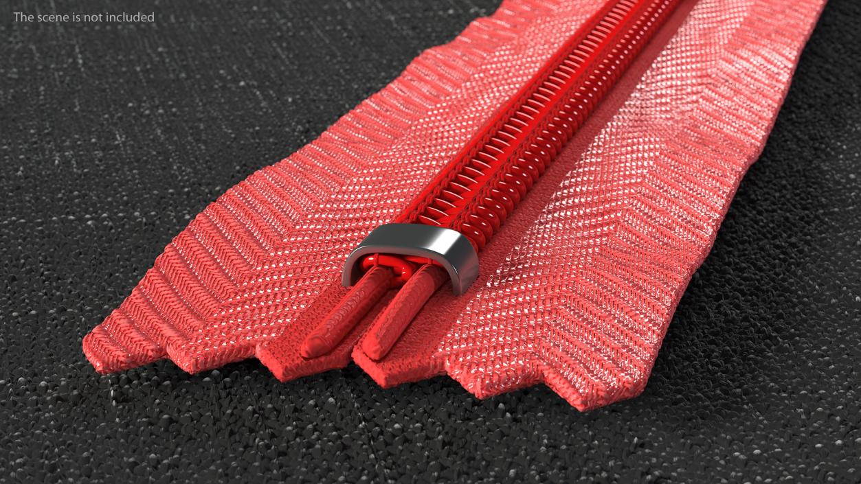 Nylon Coil Closed End Zipper Red 3D