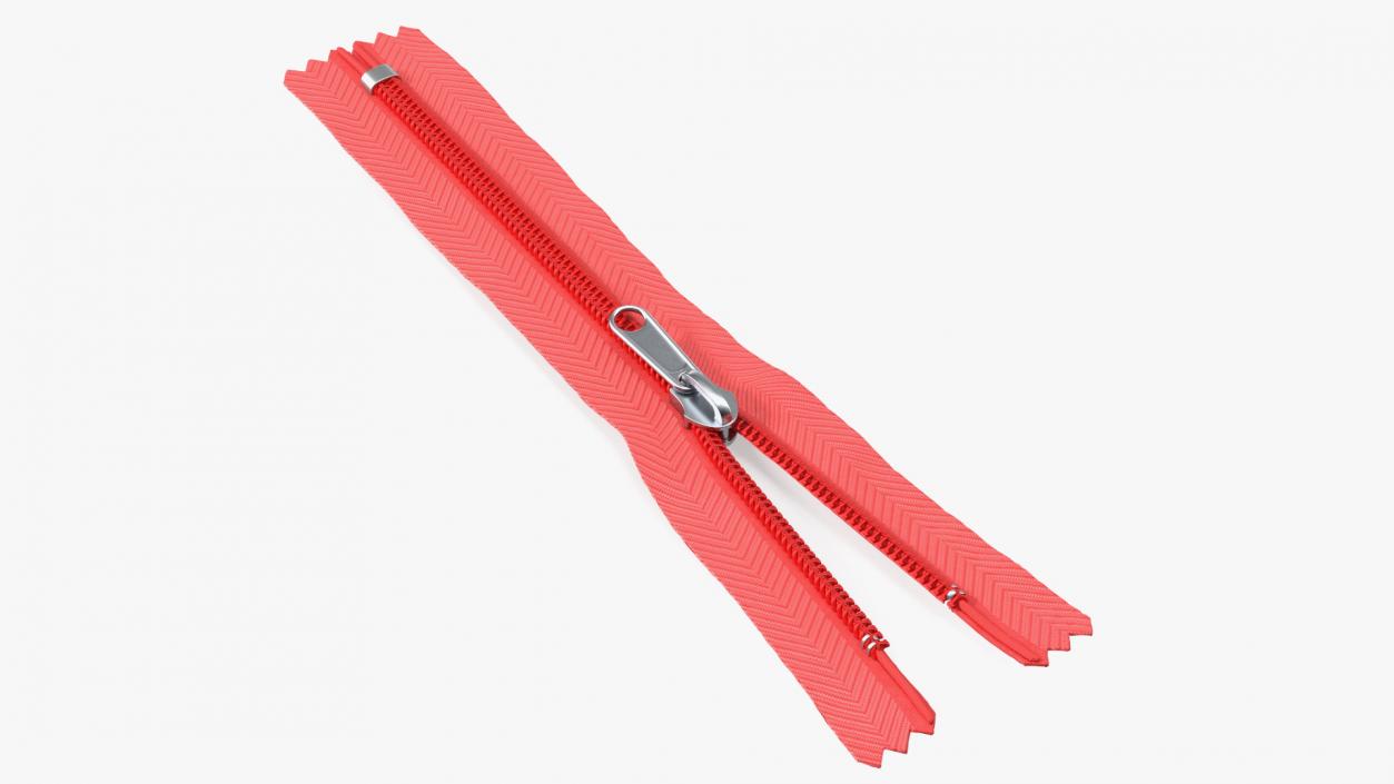 Nylon Coil Closed End Zipper Red 3D