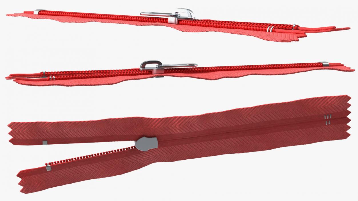 Nylon Coil Closed End Zipper Red 3D