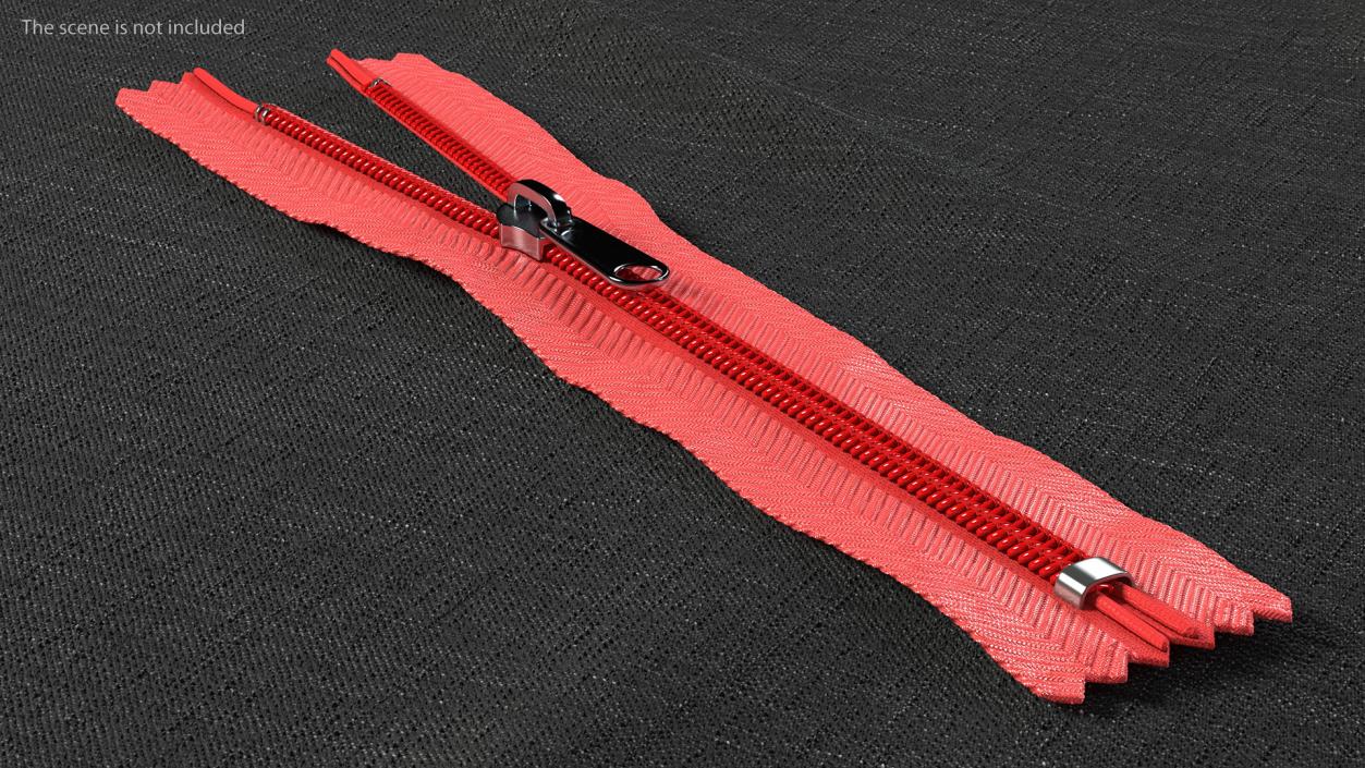 Nylon Coil Closed End Zipper Red 3D