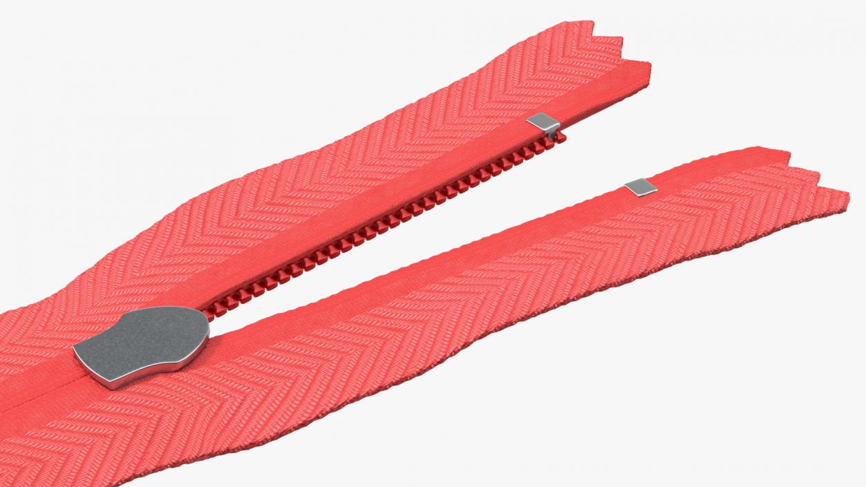 Nylon Coil Closed End Zipper Red 3D