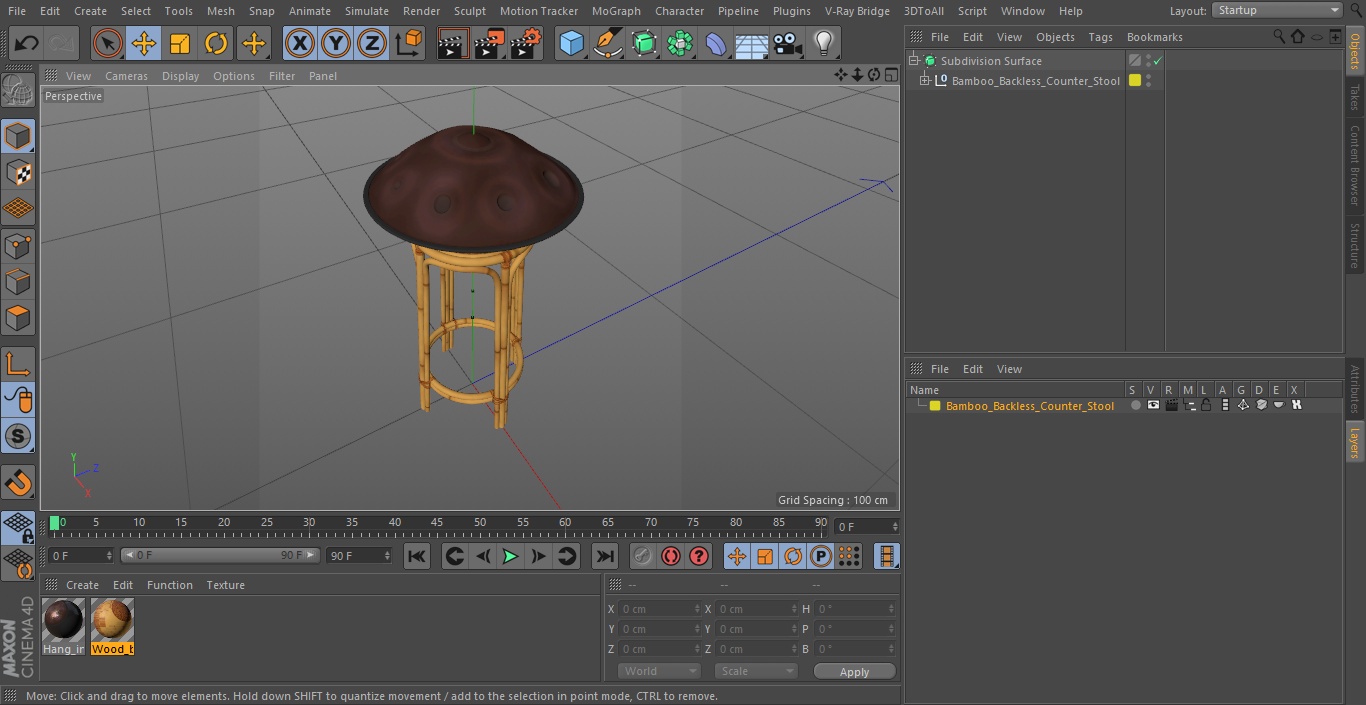 3D Hang Instrument on Bamboo Stool