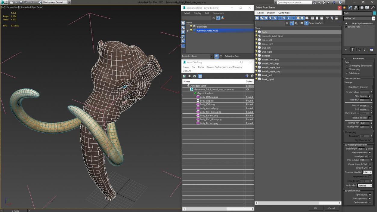 3D Mammoth Adult Head model