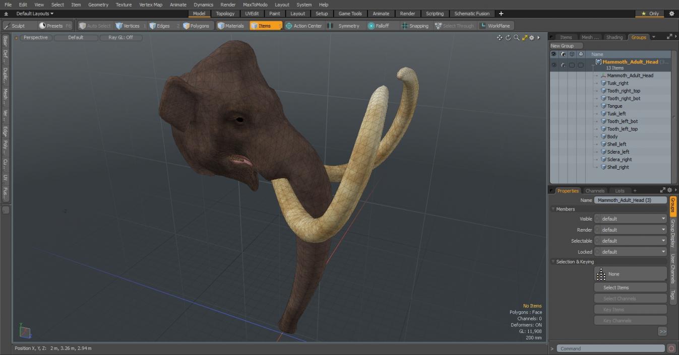 3D Mammoth Adult Head model