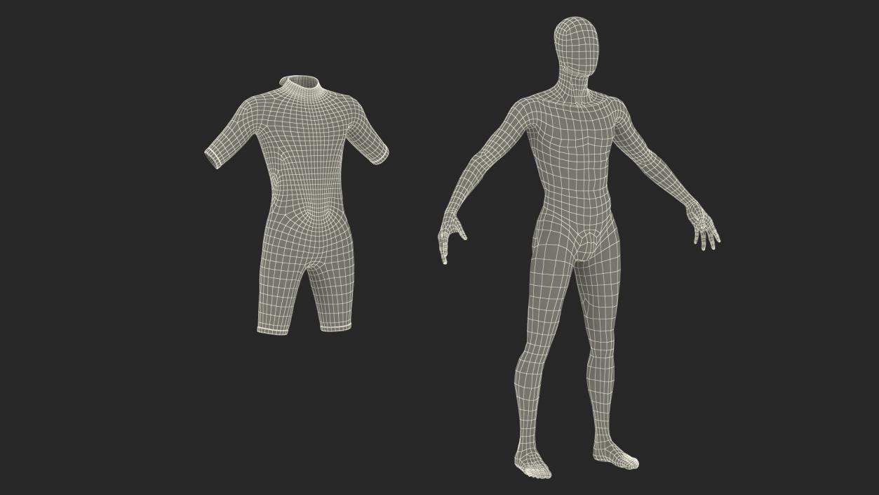 Man Wetsuit Black Shorty Version 2 3D model