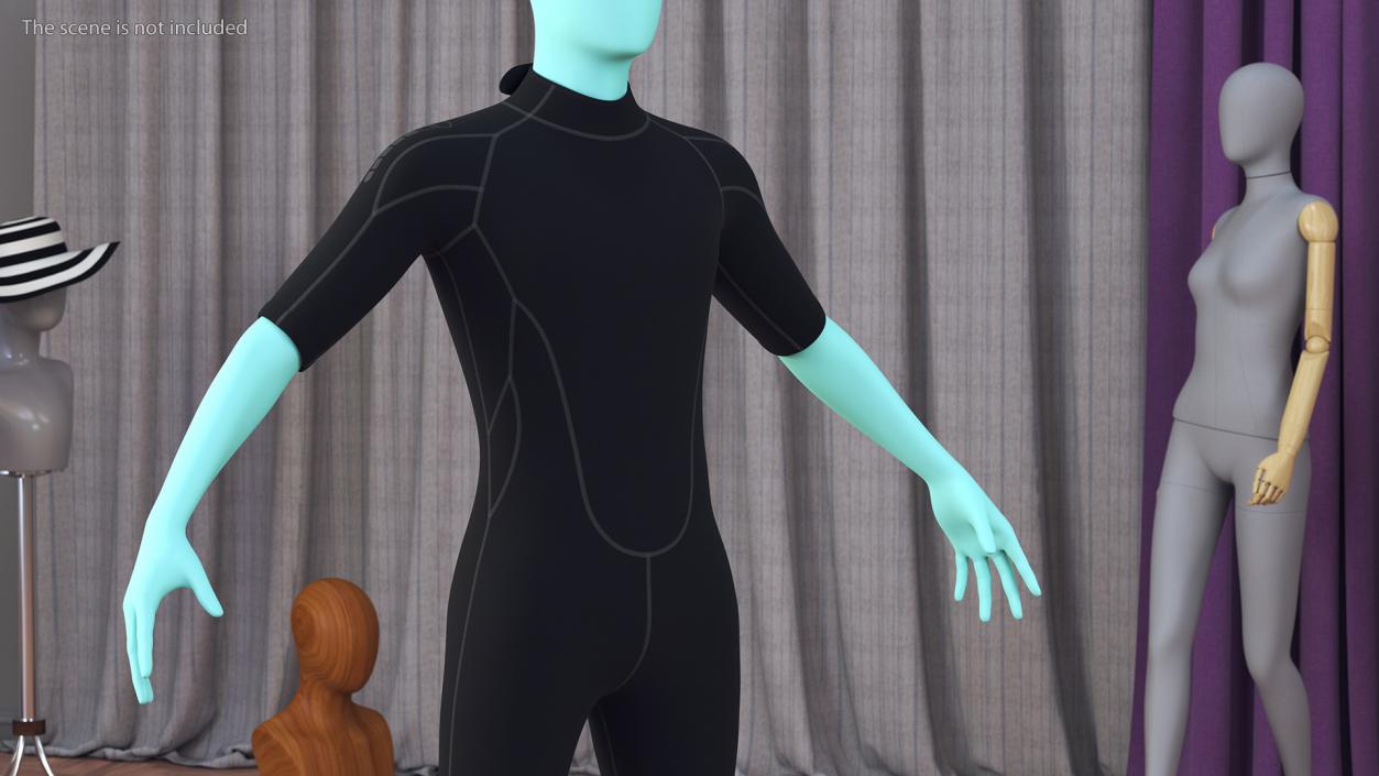 Man Wetsuit Black Shorty Version 2 3D model