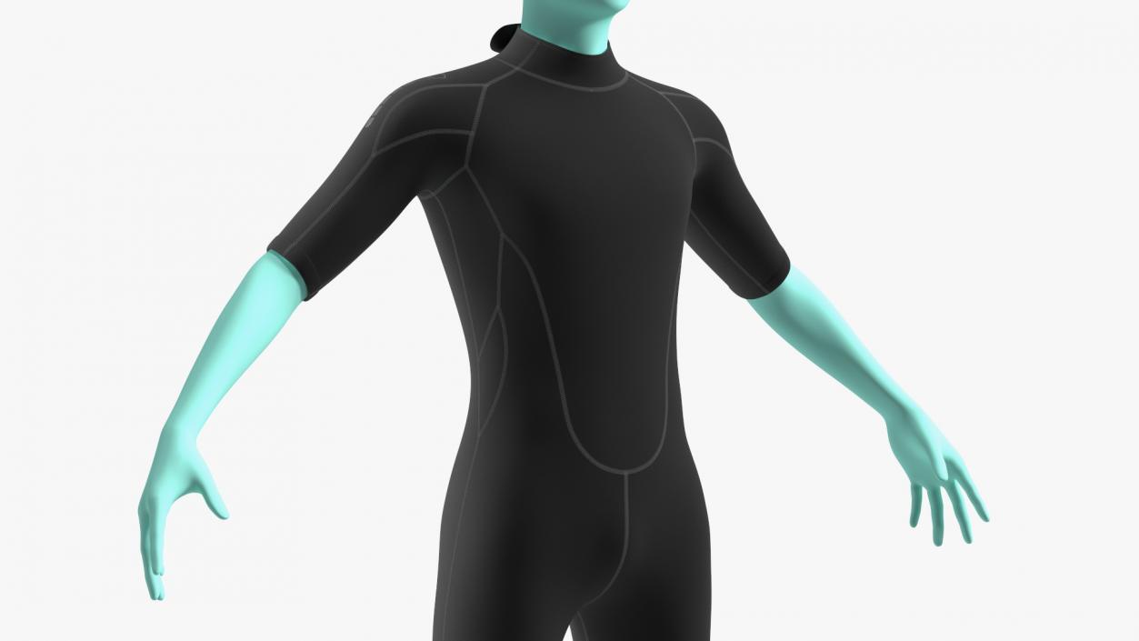 Man Wetsuit Black Shorty Version 2 3D model