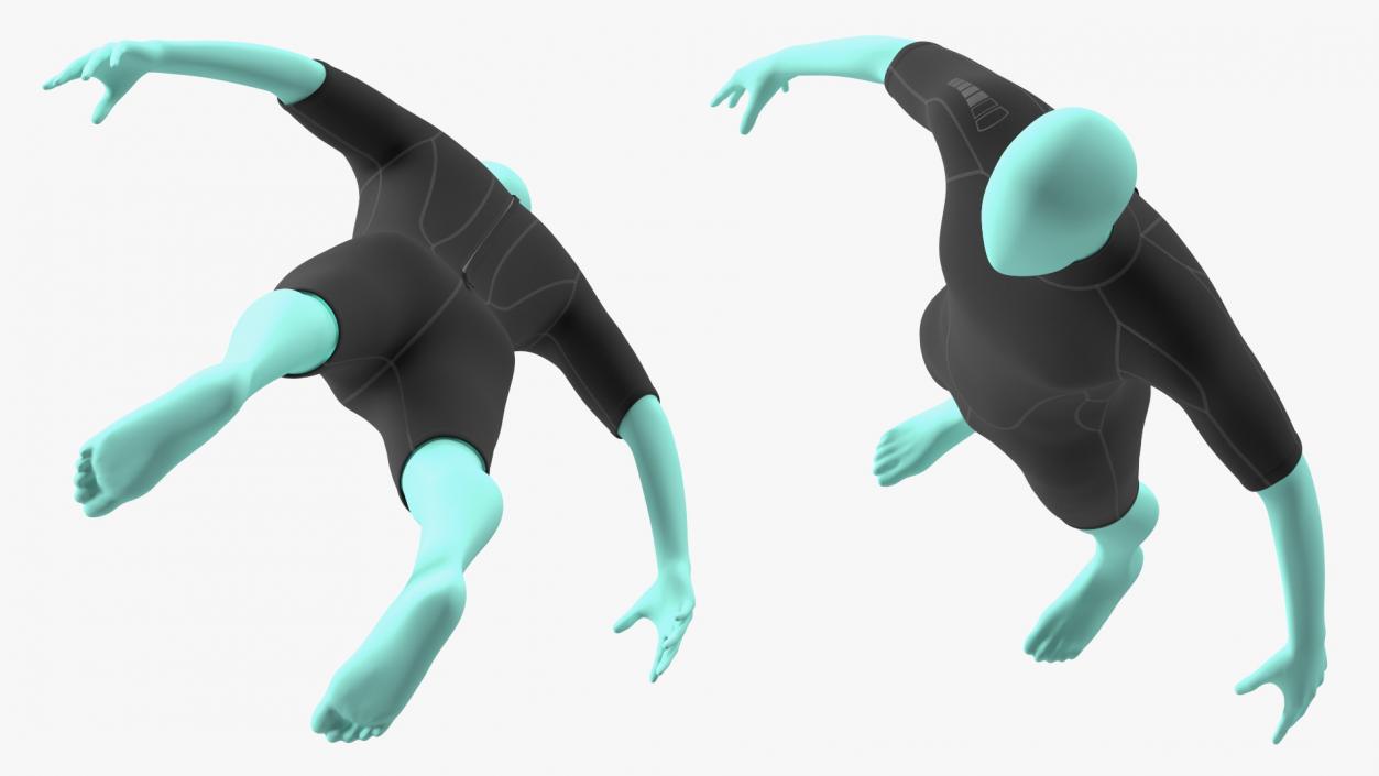 Man Wetsuit Black Shorty Version 2 3D model