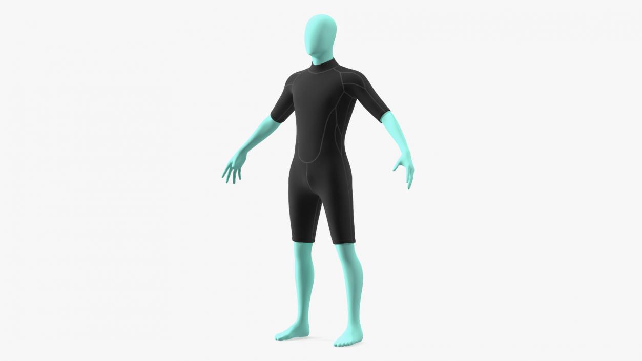 Man Wetsuit Black Shorty Version 2 3D model