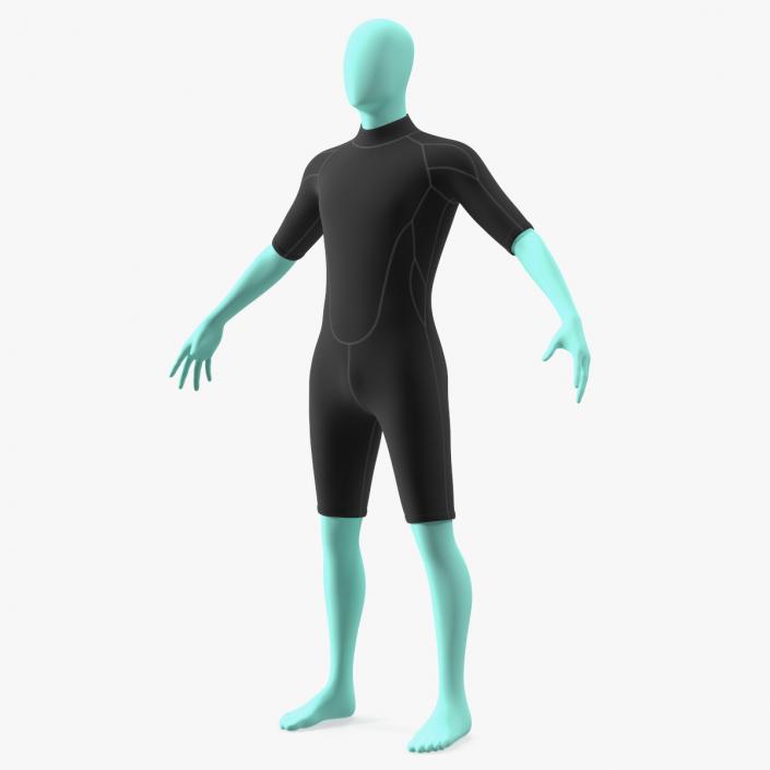 Man Wetsuit Black Shorty Version 2 3D model