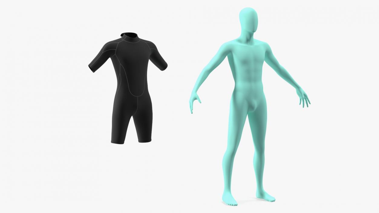 Man Wetsuit Black Shorty Version 2 3D model