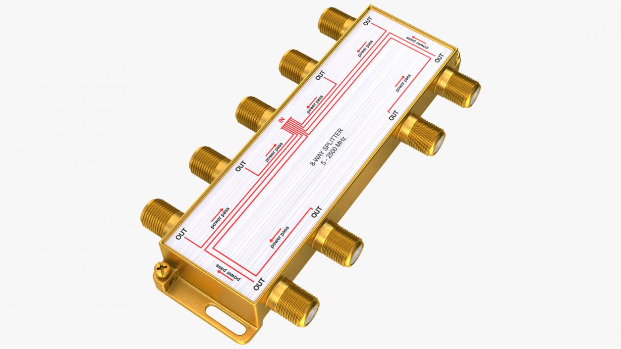 CATV Broadband Coaxial Splitter 8 Way 3D