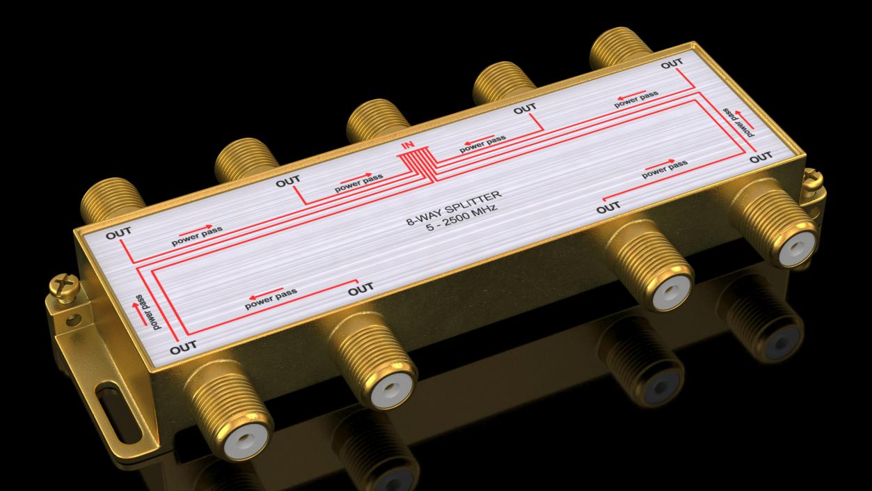 CATV Broadband Coaxial Splitter 8 Way 3D