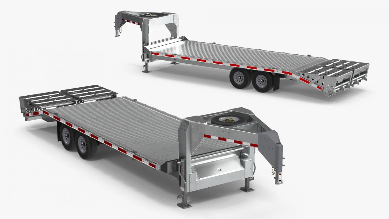 Gooseneck Equipment Pickup Trailer 3D model