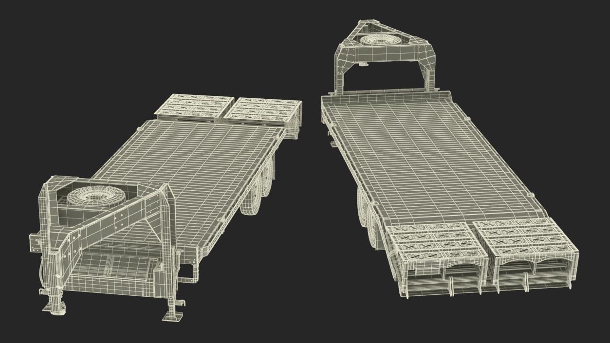 Gooseneck Equipment Pickup Trailer 3D model