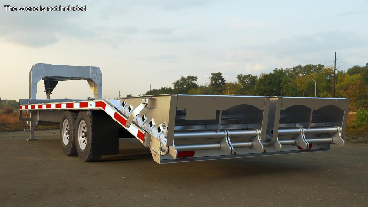 Gooseneck Equipment Pickup Trailer 3D model