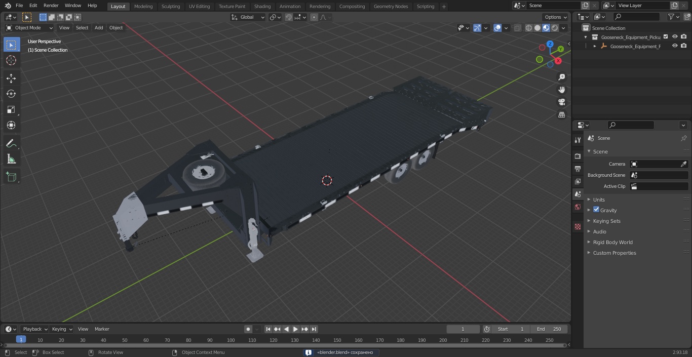 Gooseneck Equipment Pickup Trailer 3D model
