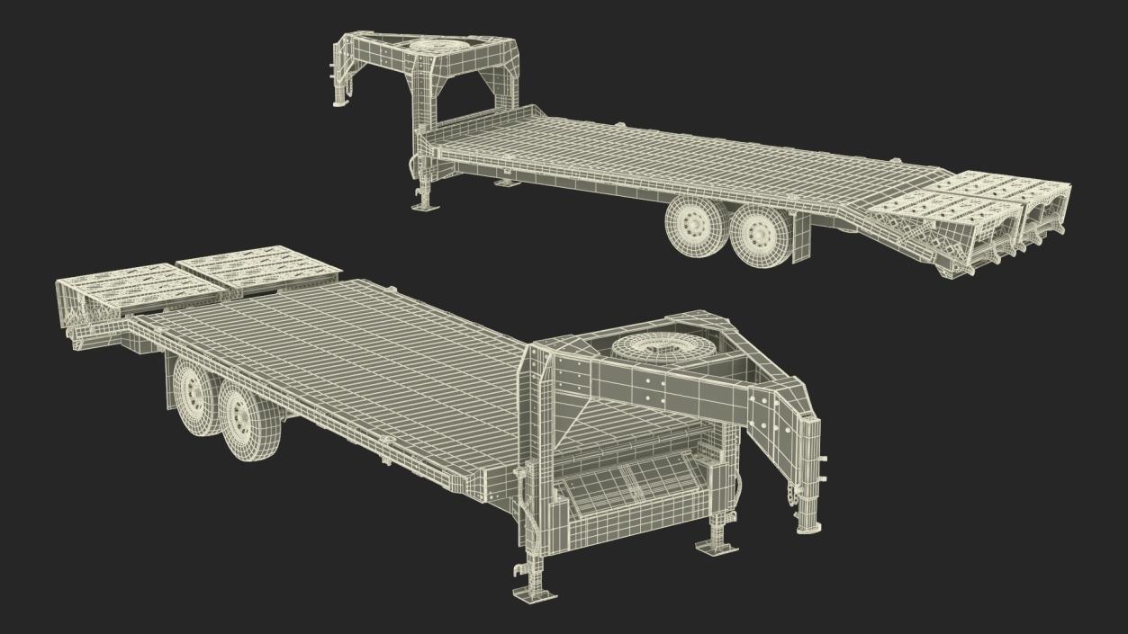 Gooseneck Equipment Pickup Trailer 3D model