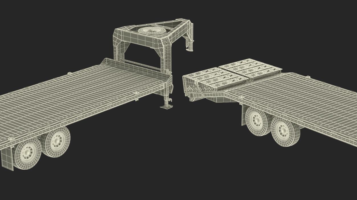 Gooseneck Equipment Pickup Trailer 3D model