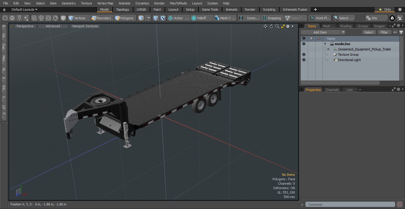 Gooseneck Equipment Pickup Trailer 3D model