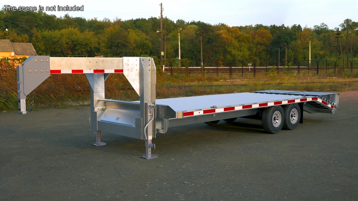 Gooseneck Equipment Pickup Trailer 3D model