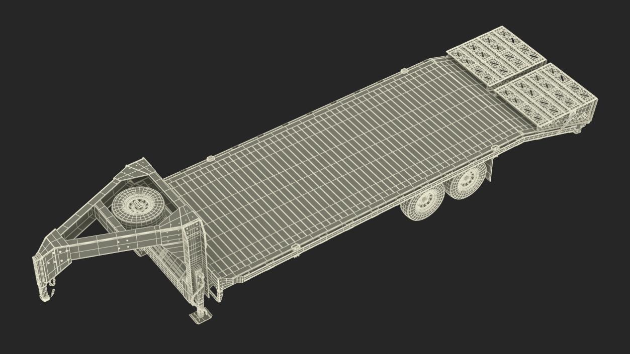 Gooseneck Equipment Pickup Trailer 3D model