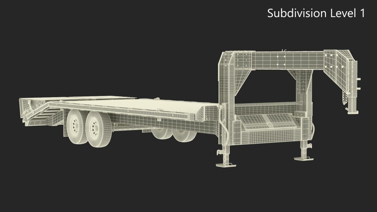 Gooseneck Equipment Pickup Trailer 3D model