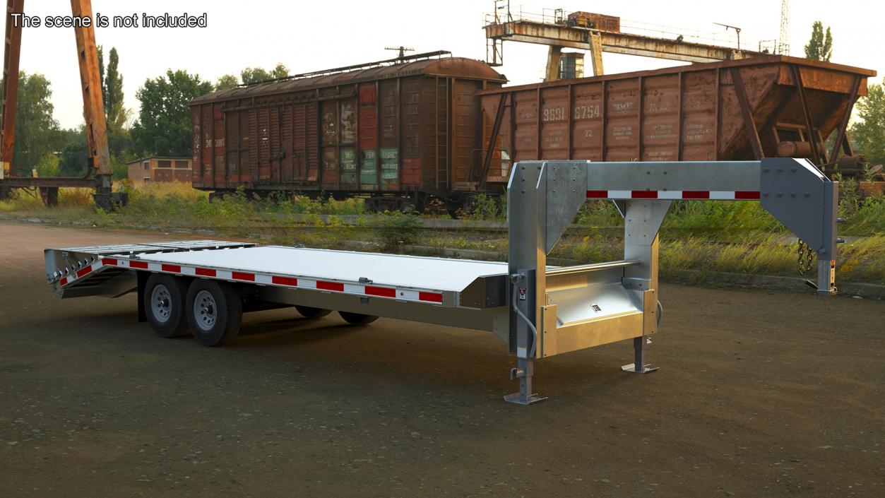 Gooseneck Equipment Pickup Trailer 3D model