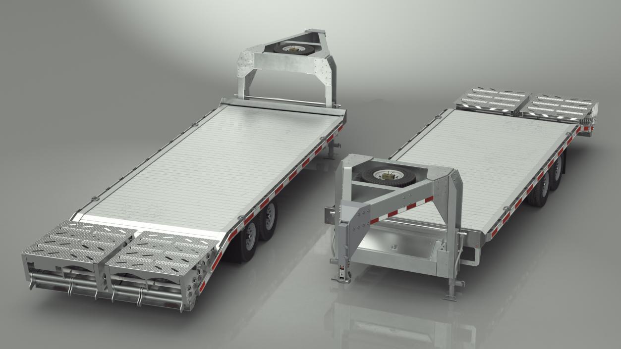 Gooseneck Equipment Pickup Trailer 3D model