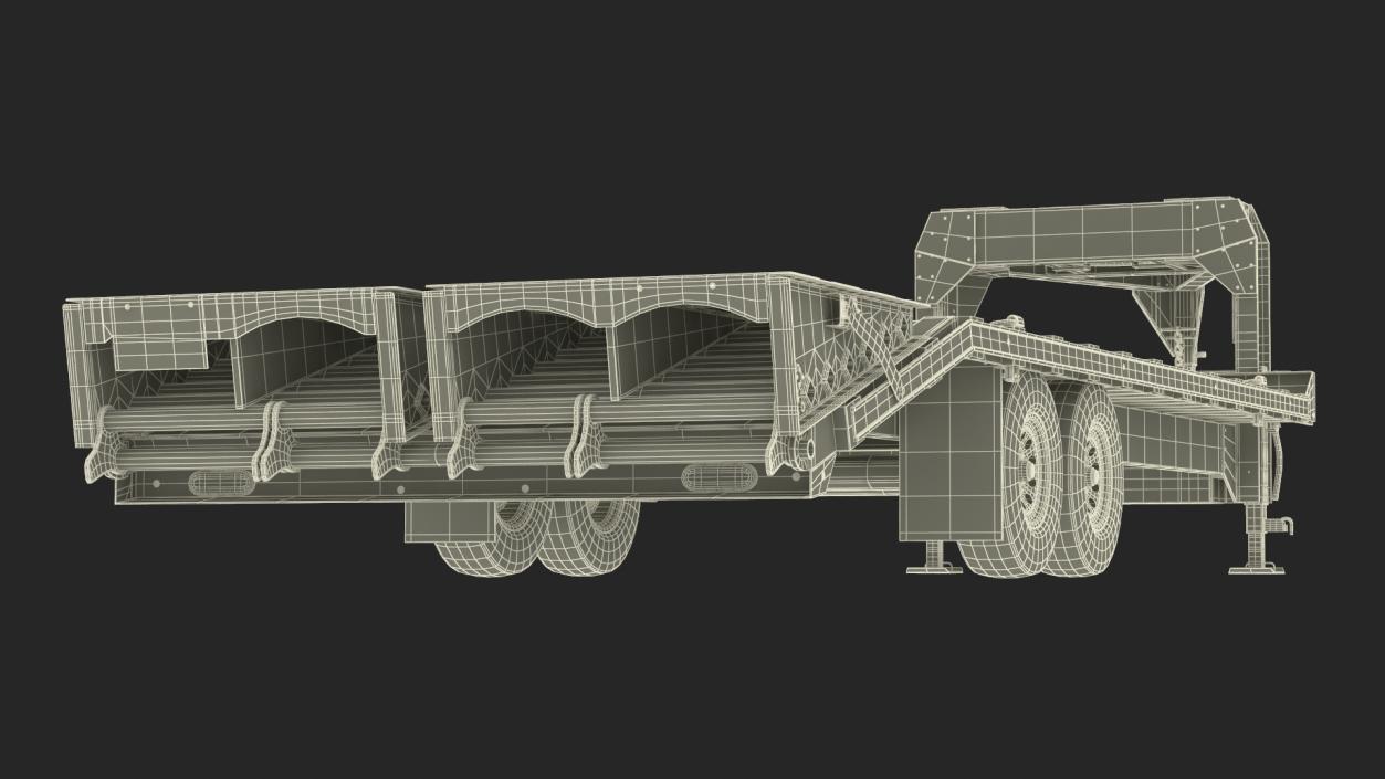 Gooseneck Equipment Pickup Trailer 3D model