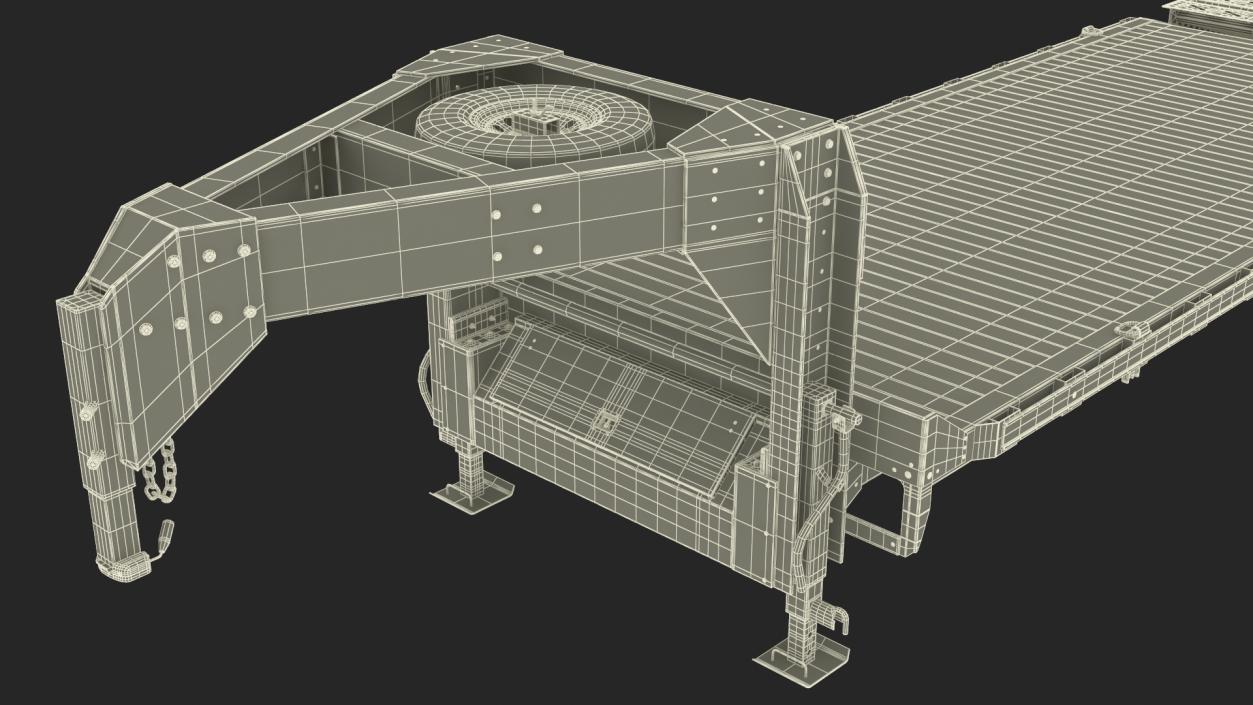 Gooseneck Equipment Pickup Trailer 3D model